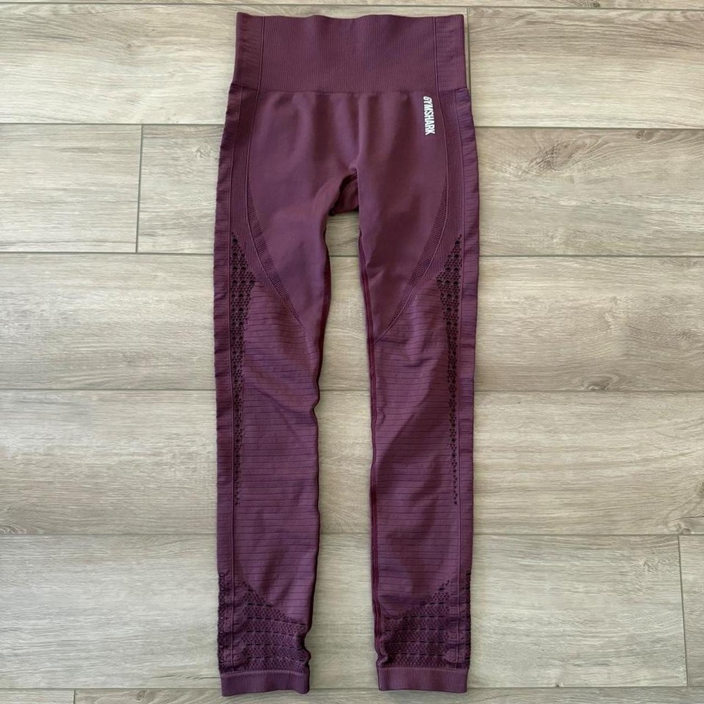 Gymshark Laser Cut Seamless Leggings Purple Mauve Mesh Small GLLG1828-AW19-392